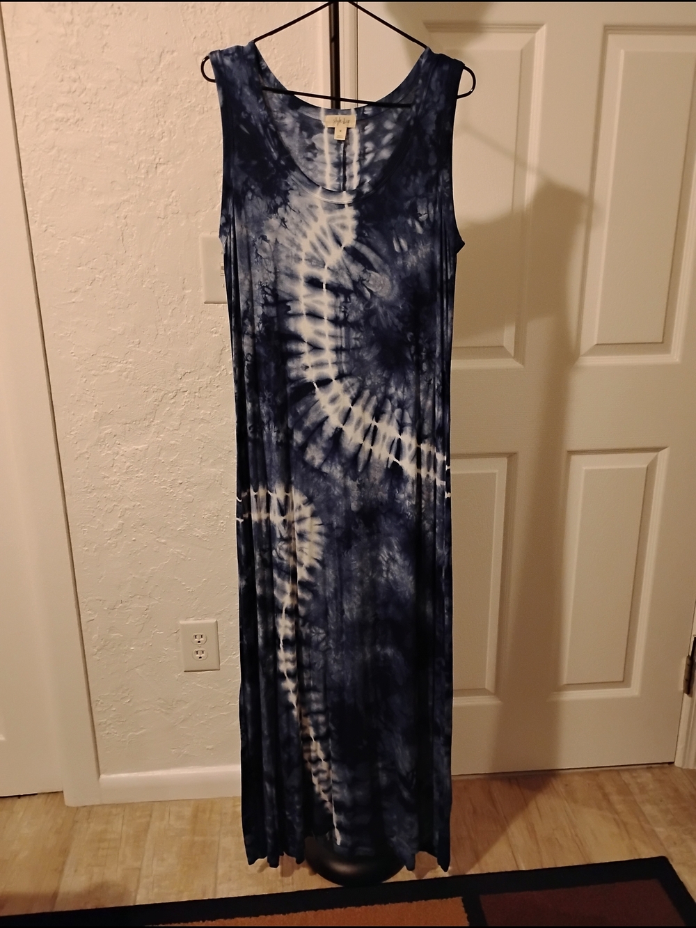 Style & Co. Navy and White Tie-Dye Stretch Maxi Dress Size M (Fits Up to Size L) - Picture 2 of 6